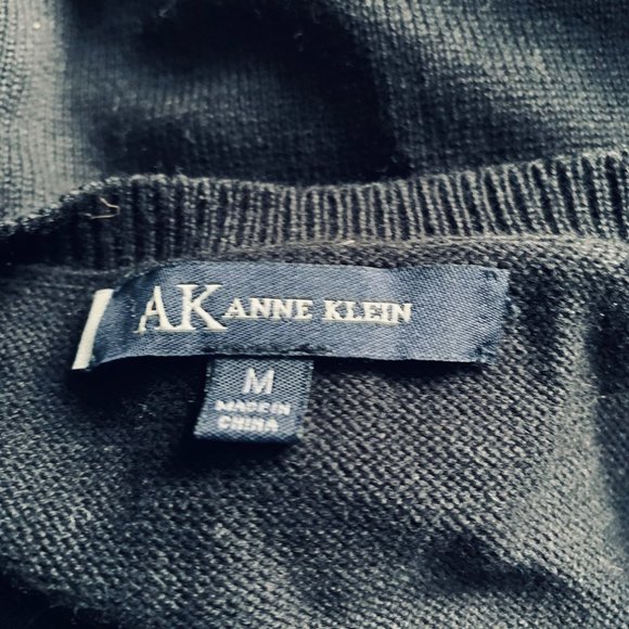 🇺🇸 ANNE KLEIN black sweater with chiffon bow size M - Picture 15 of 16